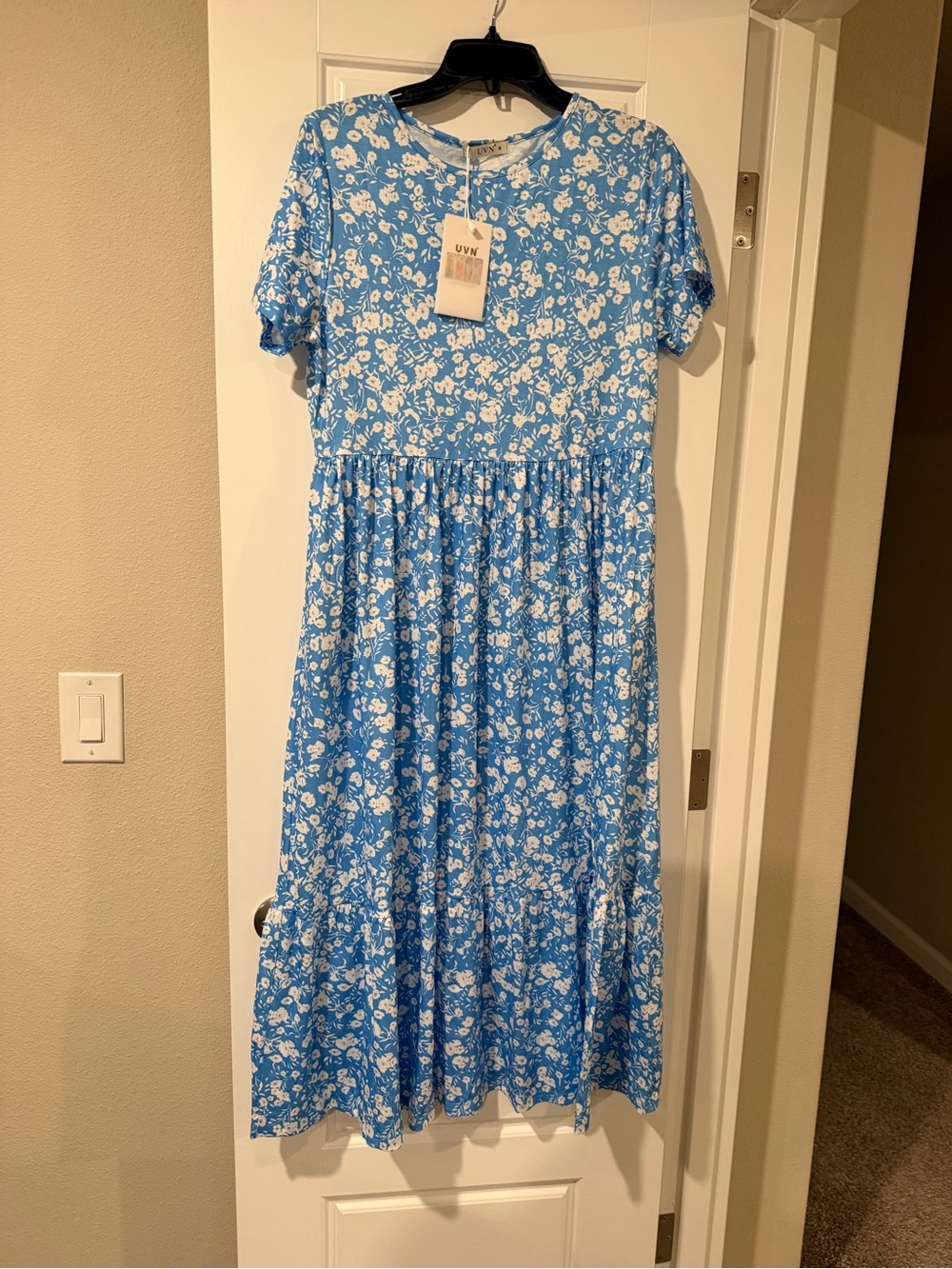 Blue Floral Midi Dress